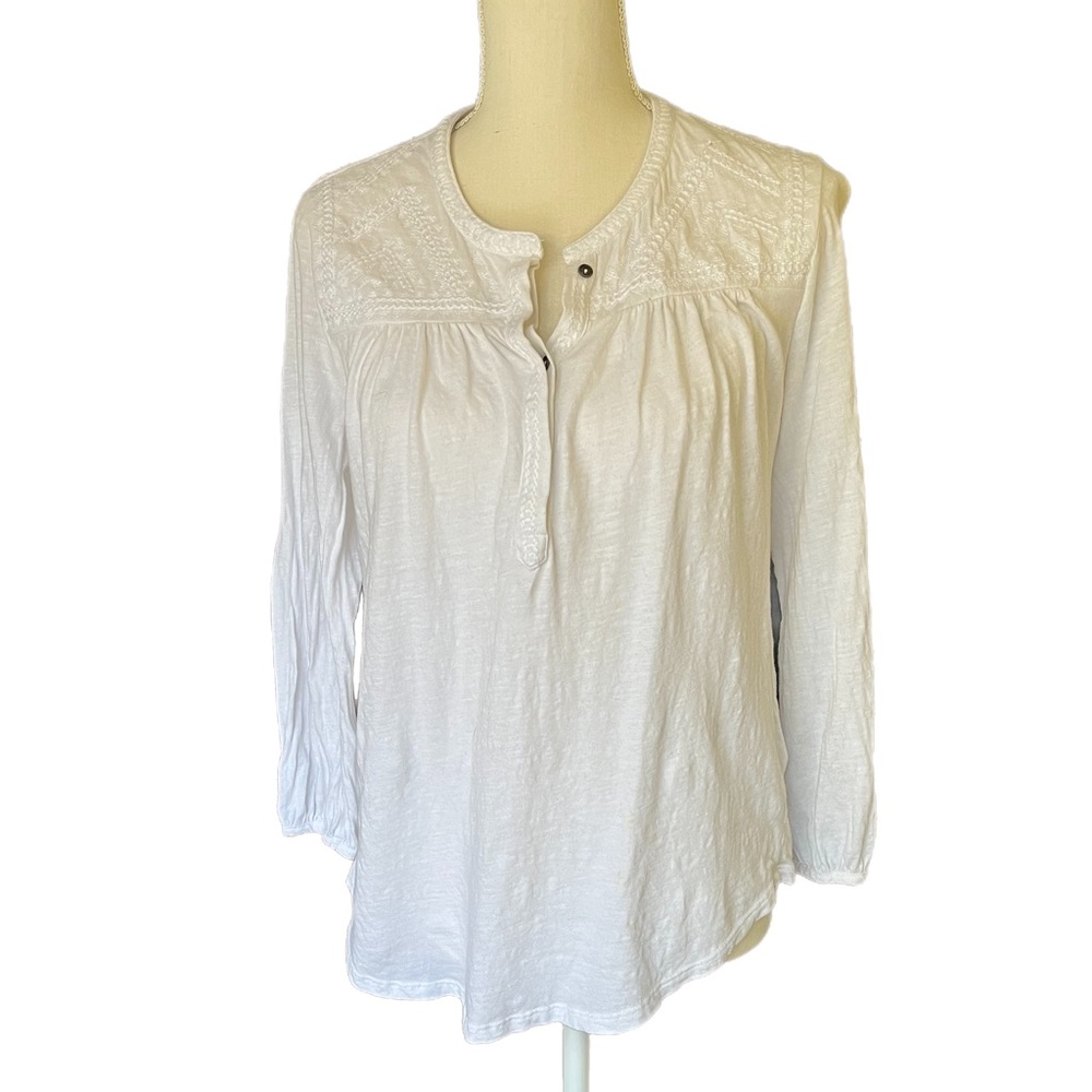 Lucky Brand White Embroidered Top. Womens Size Small